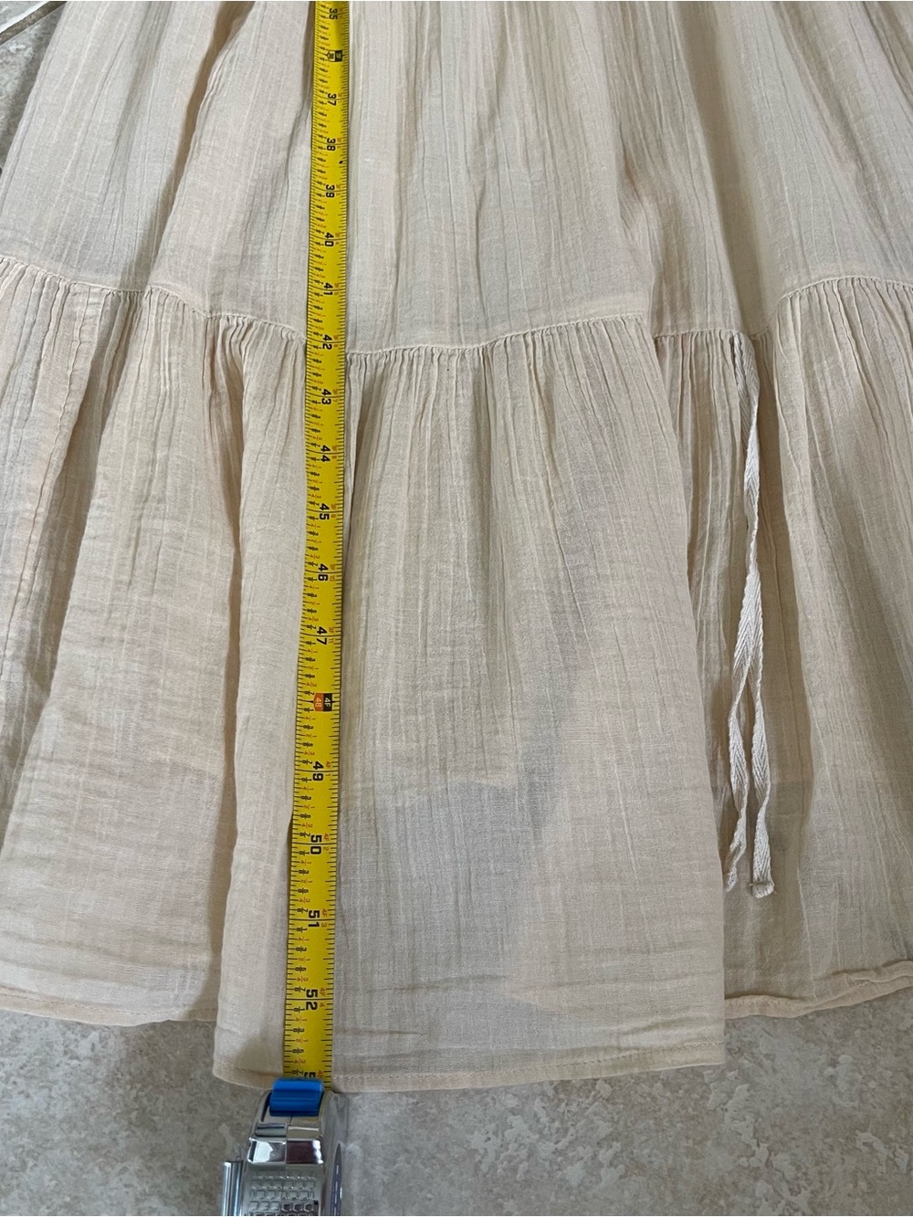 Free People Midi Dress Ivory Romantic Boho Festival Smocked Pockets Size S - Picture 6 of 10